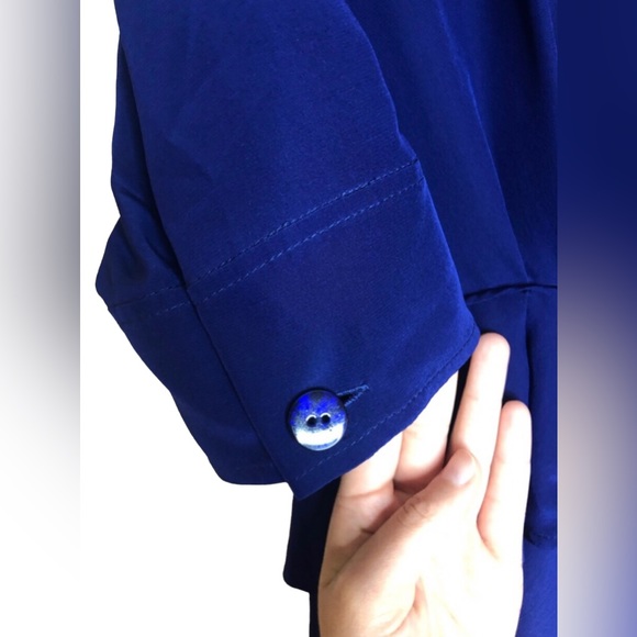 Stella McCartney Royal Blue 100% Silk Short Sleeve Mini Dress Size 42 IT/ US 8 - Picture 6 of 12